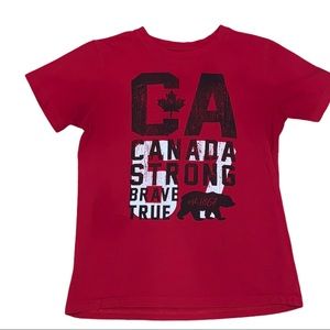 5/$25 Canada Strong, Brave & True Youth Tee Shirt Top Red  White 12-14